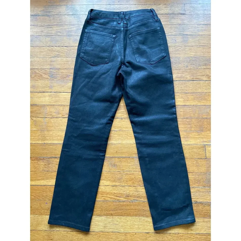 GOOD AMERICAN Black Coated Straight Jeans sz 6/29 (NWOT)